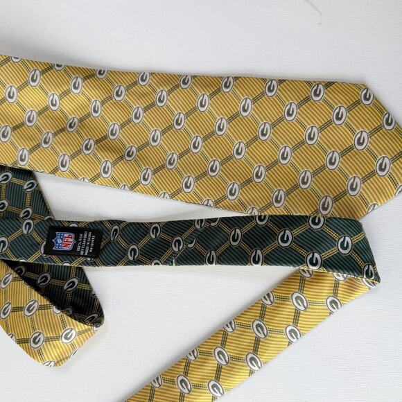 NFL Green Bay Packers Reversible Silk Tie 100% Silk Vintage Logo Pattern - Picture 7 of 16